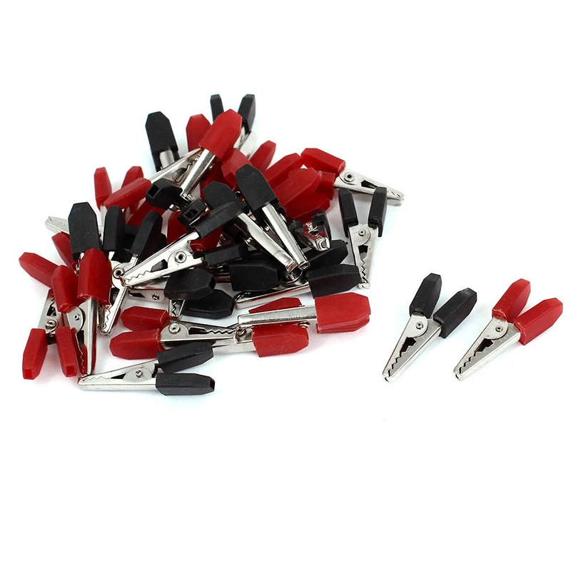 32pcs New Crocodile Clips Electrical Battery Alligator Clamps Red Black For Test Tool