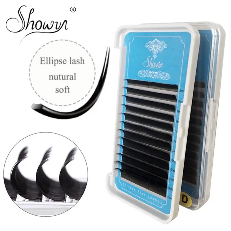 

Volume Eyelash Extension Faux Mink Individual Ellipes Flat Lashes Split Tips Shaped Natural Light False Extensions