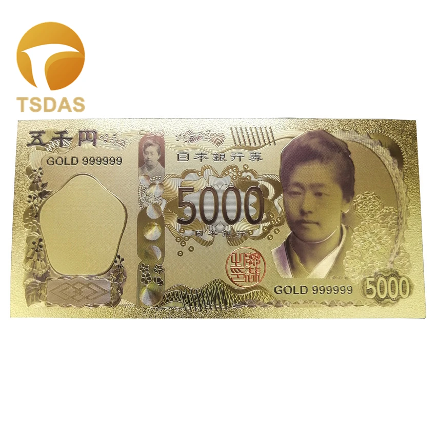 10 шт./лот, лучшие подарки, цветные японские золотые банкноты, 5000 иен, Поддельные Банкноты для украшения дома