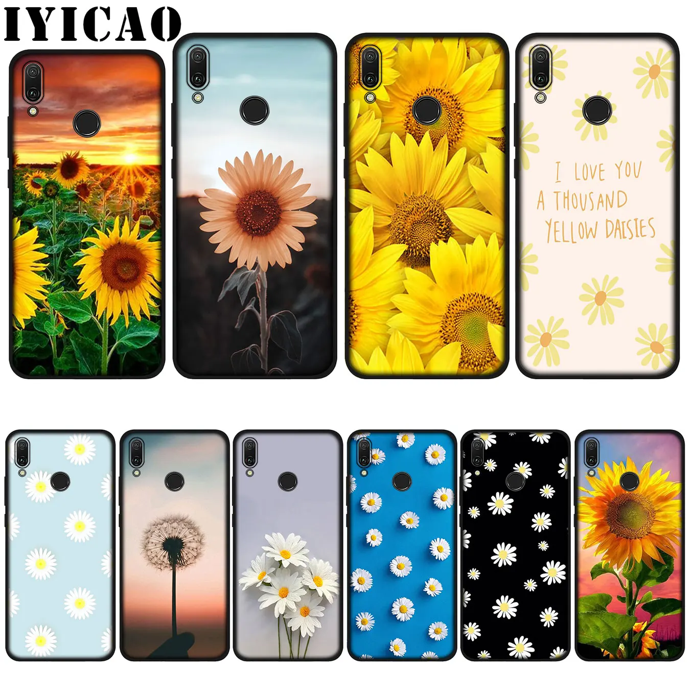 

IYICAO Yellow flower Small daisy sunflower Soft Case for Huawei P20 Pro P10 P8 P9 P30 Lite Mini 2017 P Smart 2019 Cover