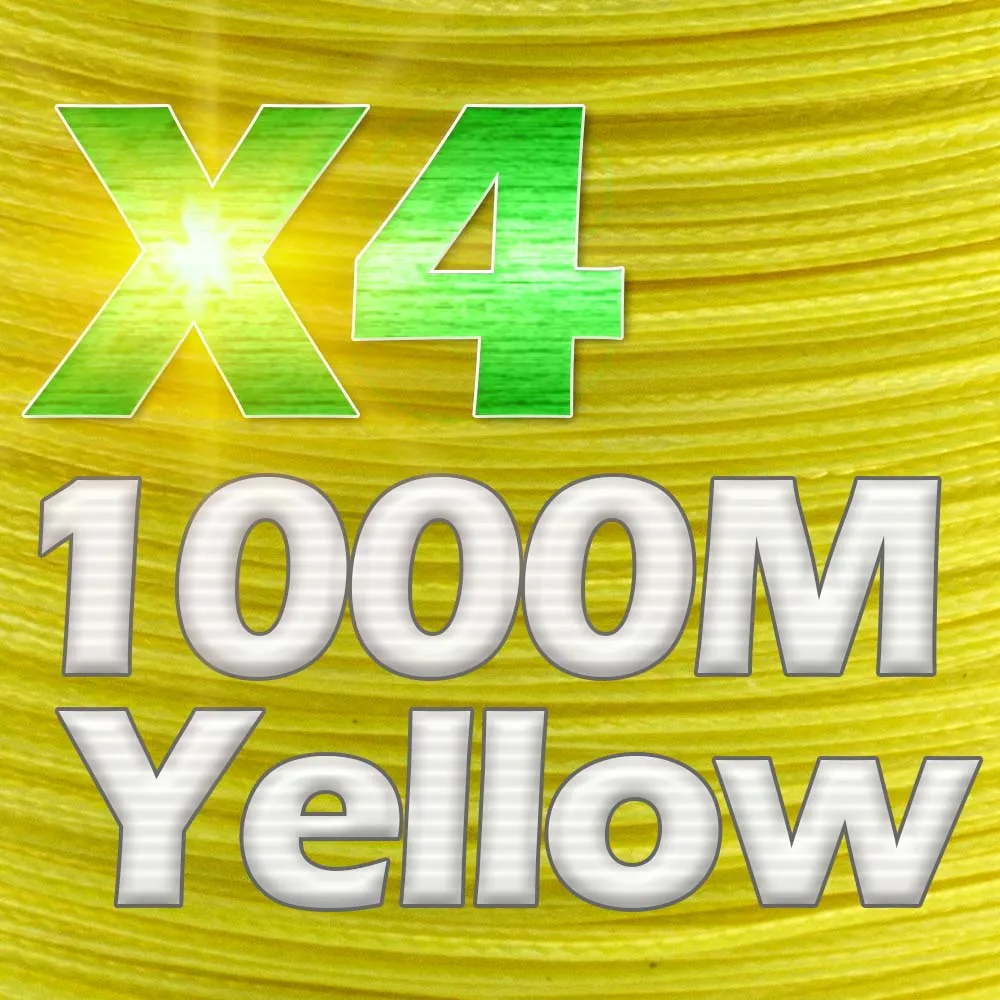 X4-1000M-Yellow JOSBY 300 м 500 м 1000 м 4 нити 8 нитей многоцветная ПЭ плетеная проволока многофиламентная супер сильная леска Новинка - Цвет: X4-1000M-Yellow
