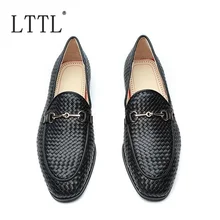 LTTL New Fashion Handmade Plaid Knitted Leather Loafers Fashion Men Casual Shoes Black Slip On Dress Shoes Luxury Mens Loafers цена LTTL New Fashion Handmade Plaid Knitted Leather Loafers Fashion Men Casual Shoes Black Slip On Dress Shoes Luxury Mens Loafers цены онлайн