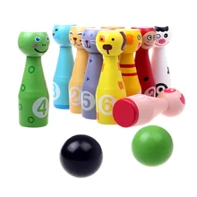 10pcs בקבוקי קריקטורה בעלי החיים קל משקל שאינו רעיל עמיד באולינג בקבוק למבוגרים ילדים ילדים עם 2 באולינג כדורי(China)