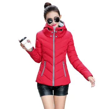 

2019 New Autumn Winter Short Parkas Women Black Red Plus Size Korean Slim Hooded Down Jacket Khaki Sky Blue Coat Clothing LD1097