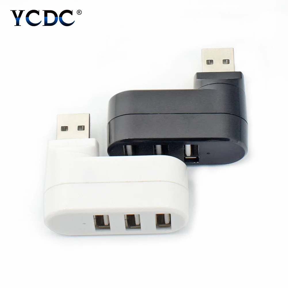 

YCDC High Speed 3 Ports Hub USB 2.0 Mini 180 Degree Rotate Usb Cable Splitter Hubs Adapters for PC Notebook Laptop Flash Drive
