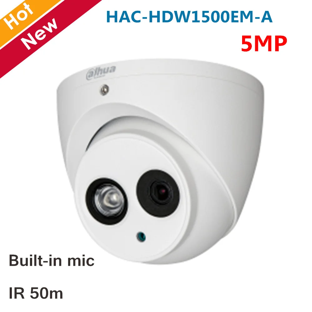 

5MP Dahua CCTV Security Camera HDCVI IR Eyeball Camera HAC-HDW1500EM-A 5MP HDCVI Camera Built-in mic Smart IR 50m