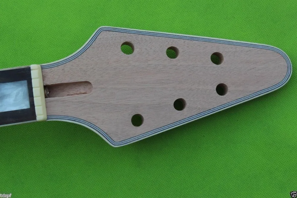 Unfinished Guitar Neck 22 Fret Rosewood Fretboard Flying V Head Binding For Electric Guitar Replacement Unfinished Guitar Neck 22 Fret Rosewood Fretboard Flying V Head Binding For Electric Guitar Replacement
