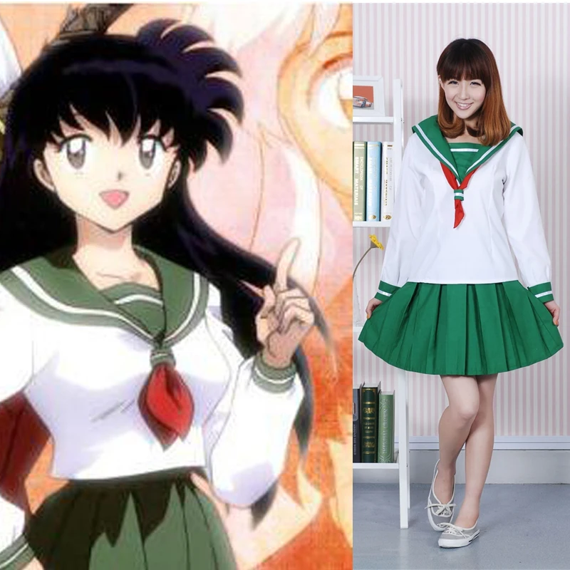 

Anime Inuyasha Higurashi Kagome Cosplay Costumes Girls School Uniform Women Sailor Suits