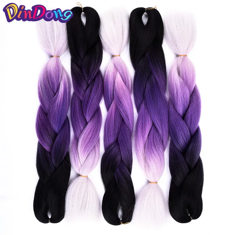 

DinDong 24" Xpressions Ombre Jumbo Braid 100g/pc Synthetic African Braiding Hair Extension Hairstyle Pink Black Purple