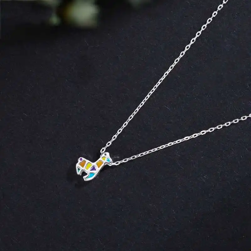 925 пробы серебряные красочные ожерелья с жирафом и оленем, подвески для женщин, массивные ожерелья, подарки для девочек, рождественские ювелирные изделия