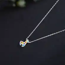 925 пробы серебряные красочные ожерелья с жирафом и оленем, подвески для женщин, массивные ожерелья, подарки для девочек, рождественские ювелирные изделия