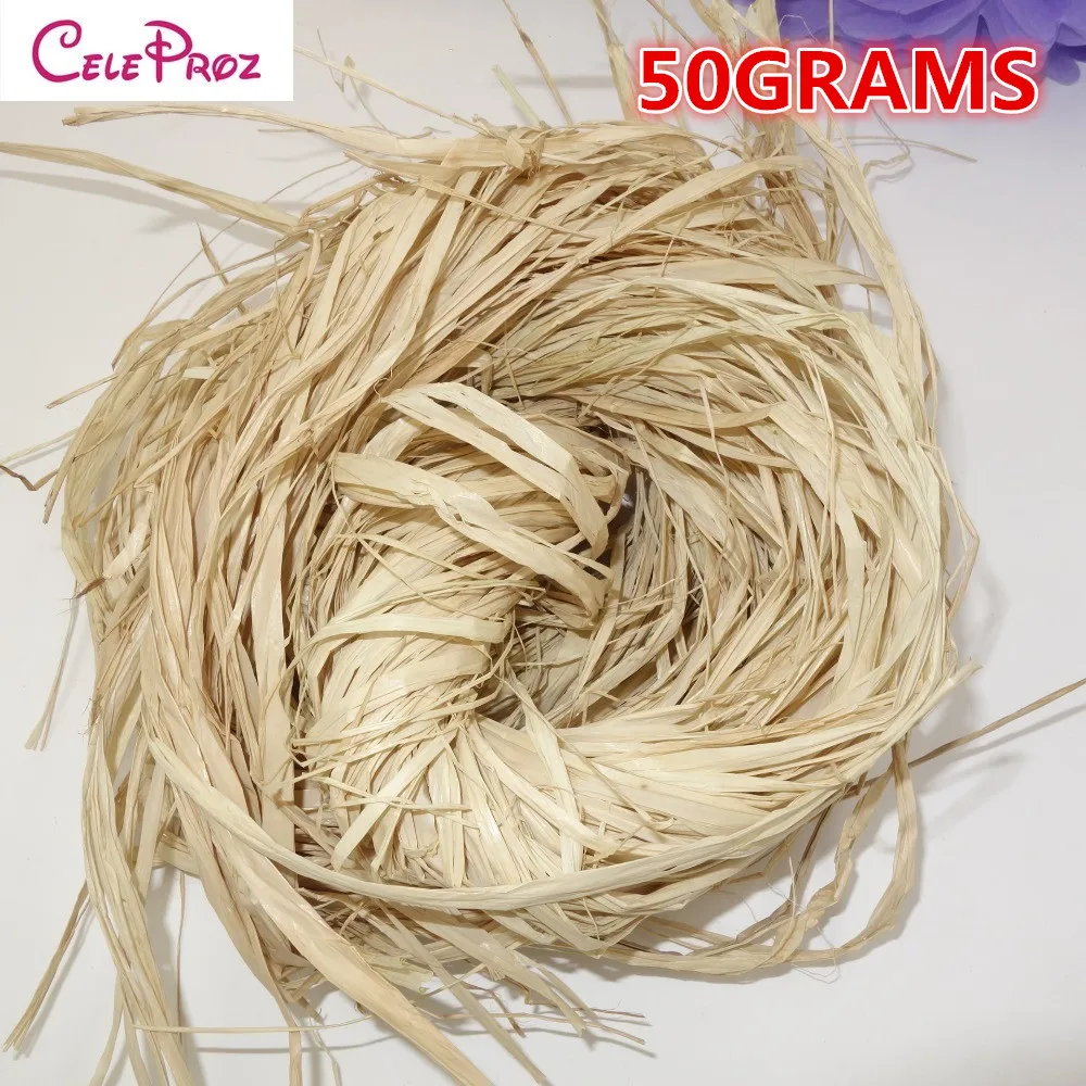 

50G/Lot Natural Raffia Straw Rope for DIY crafts Wedding Invitaiton Gift Packing Party Decoration Flower Baking Wrapping Suplies