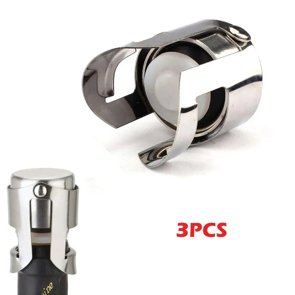 

3PCS Stainless Steel Champagne Stopper Sparkling Wine Bottle Plug Sealer Silver Hot Sale #4J26