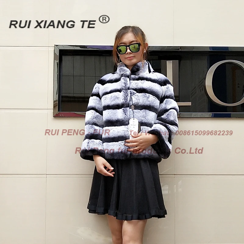 

free shipping women real fur coat high quality chinchilla fur coats for rex rabbit fur coat with collar warm winter outerwear