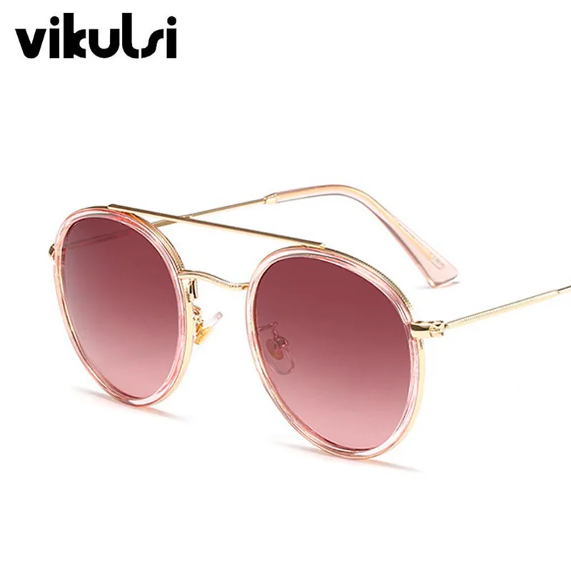 Высококачественные классические круглые солнцезащитные очки унисекс для женщин, фирменный дизайн Ins, популярные металлические маленькие солнцезащитные очки для женщин и мужчин - Цвет линз: E28 pink red