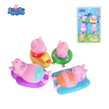 Genuine Peppa Pig Bathing Rubber 4piece/Set Extrusion Makes a Sound George Action Figures Anime Figures Toys for Children Gift