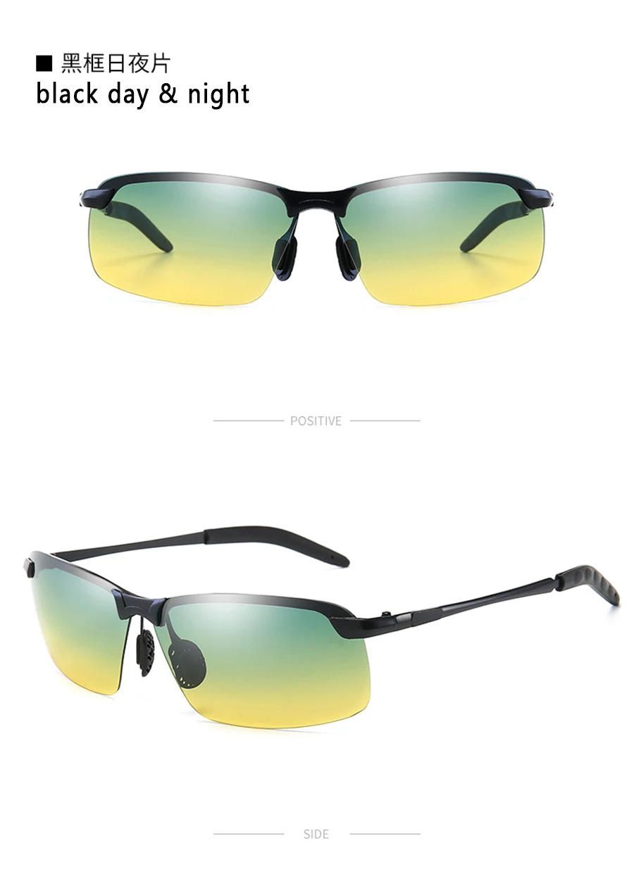Поляризованные солнцезащитные очки для мужчин, для вождения, мужские солнцезащитные очки, для ночного видения, без оправы, UV400, очки, сплав, фотохромные солнцезащитные очки, меняющие цвет