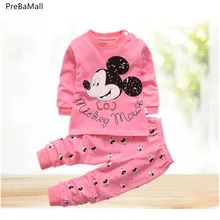 Комплект одежды для новорожденных, осенняя хлопковая одежда для маленьких девочек одежда для маленьких мальчиков с героями мультфильмов из 2 предметов комплекты детской одежды унисекс Bebes E0020