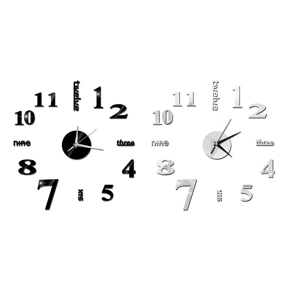 

Large DIY Wall Clock Modern 3D Wall Clock With Mirror Numbers Stickers For Home Office Decorations For Home Supplies