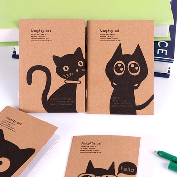 

1PC Mini Kawaii Cat and Circus Journal Diary Notebook Blank Kraft Paper Vintage Retro Notepad Book for Kids Stationery Gift