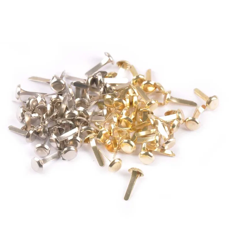 Mixed Round Brad Metal Crafts Embellishments 100Pcs For Scrapbook Diy Decor Fastener Brads Handmade Supplies