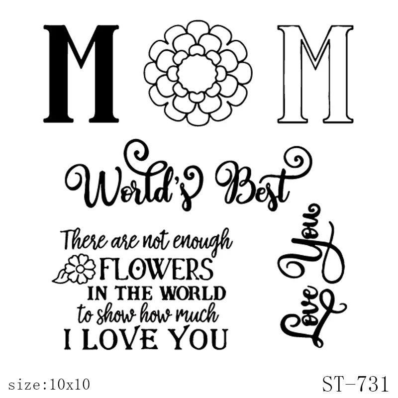 

AZSG MOM Word Best/Filial piety Clear Stamps For DIY Scrapbooking Decorative Card making Craft Fun Decoration Supplies 10*10cm