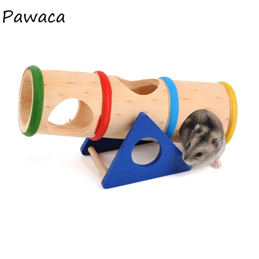 

Colorful Wooden Hamster Seesaw Tube Tunnel Cage House Rainbow Barrel Pet Rat Mouse Mice Bucket Nest Playground Toy