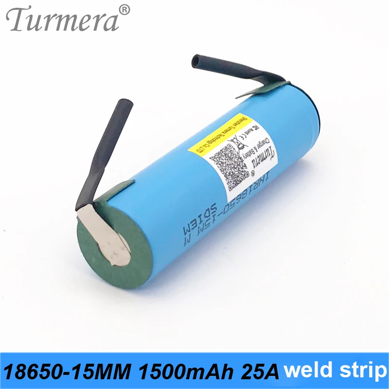 Turmera, аккумулятор 18650, 15 м, inr18650-15MM, 1500 мА/ч, 25А, с никелевым аккумулятором для отвертки и шуриком AP21