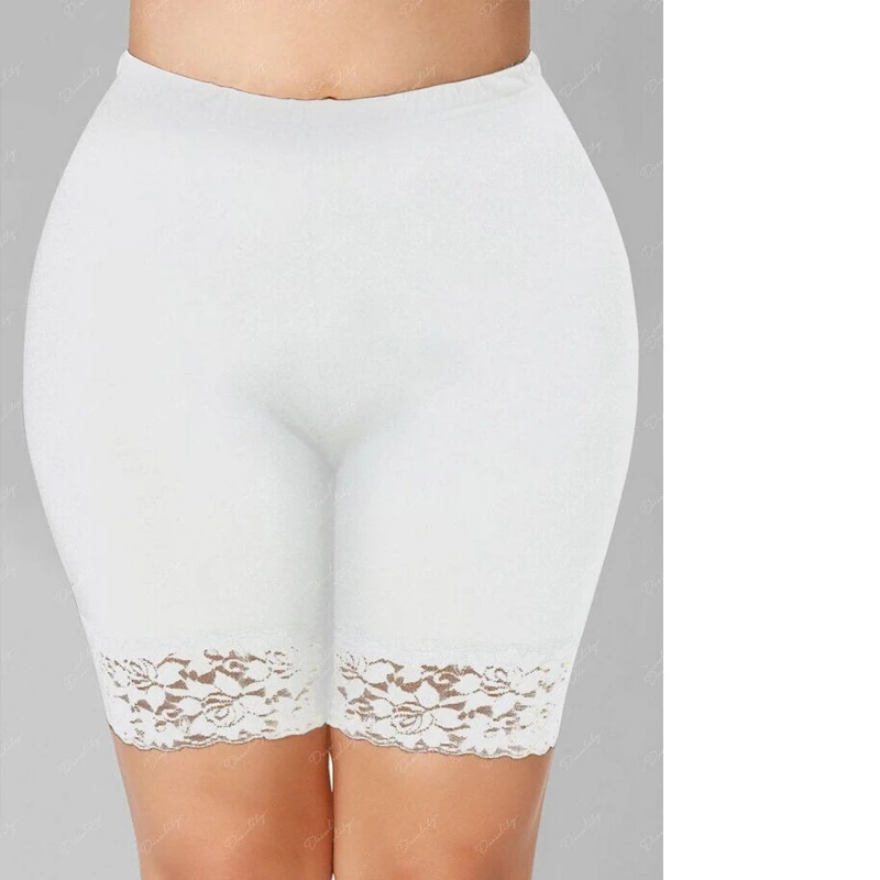 Plus Size Safety Shorts Women Black Lace High Stretch Safety Pants Ladies Casual Seamless Under Shorts XXXXL XXL XXXL Workout safety shorts high waist shorts safety pants women shorts underwear