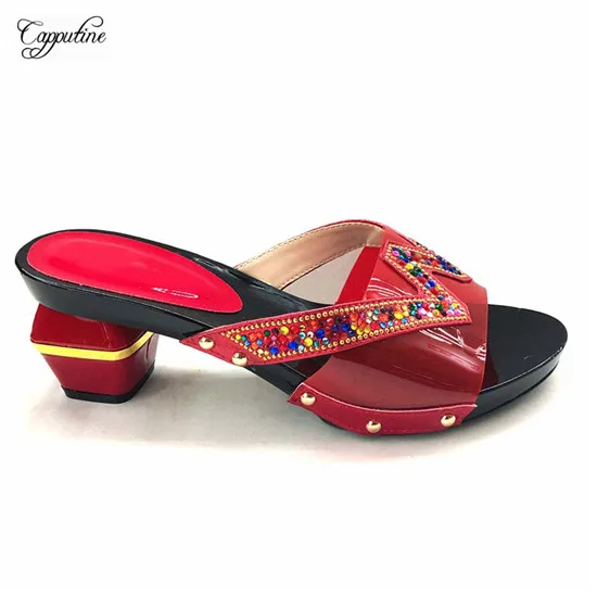 

Most fashion red with rhinestones high heel sandal shoes for wedding'party CFS9 in red,size 37-43