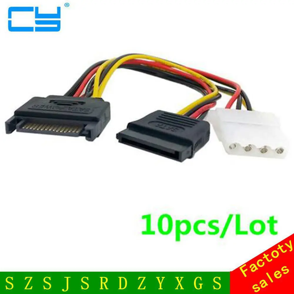 10 шт./лот SATA 15pin мощность к и IDE 4pin сплиттер питания кабель для материнской платы