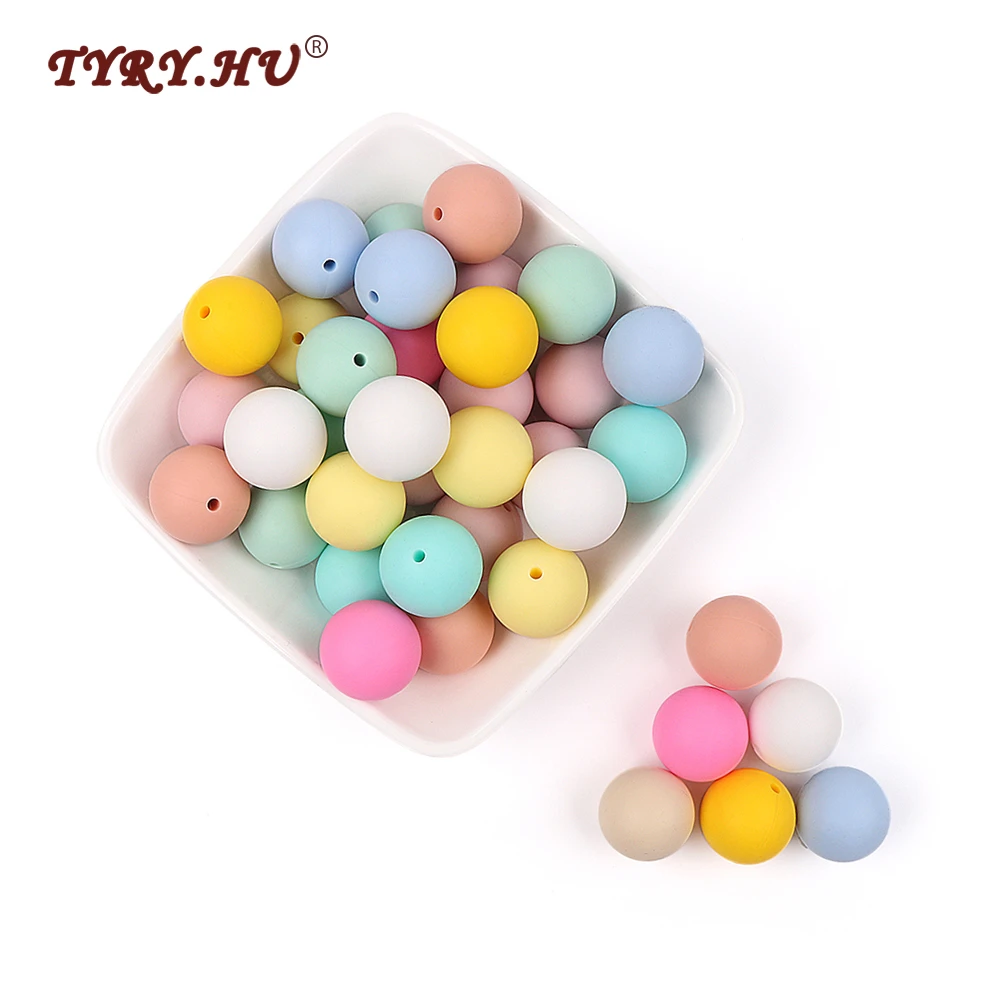 Brown 9mm Round Silicone Teething Breastfeeding Necklace Chewable Beads 