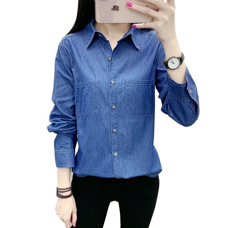 Spring Autumn Female Denim Shirts Women 