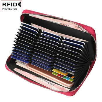 

Rfid Genuine Leather Many Departments Women Wallets 36 Slots Card Holder Cell Phone Pocket Female Clutch Wallets Ladies Purse