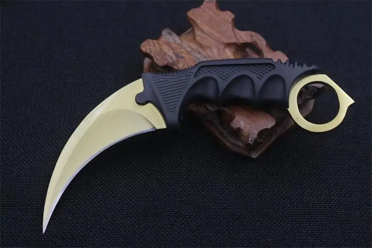 CS Cold CSGO karambit нож Тактический охотничий нож Открытый походный Карманный стальной фиксированный нож ножи для выживания спасательные инструменты edc - Цвет: Golden