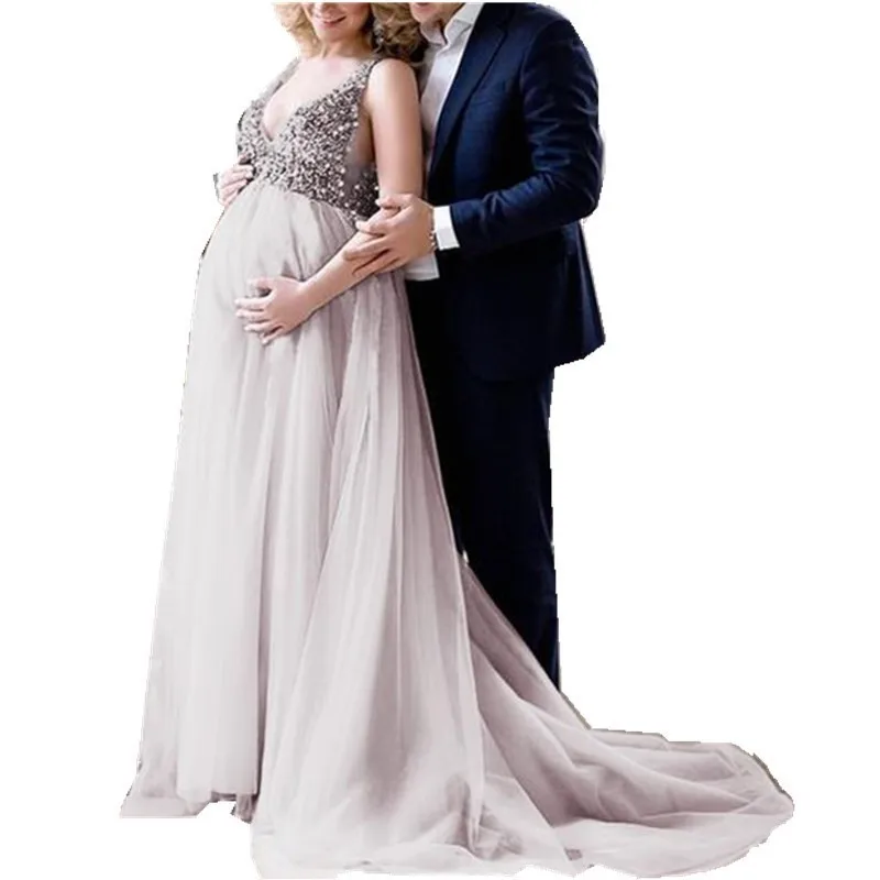 

New Pattern Pregnancy Dress Sexy Chiffon Long Section V Lead Sling Maternity Dresses For Photo Shoot Pregnancy Clothes Dress