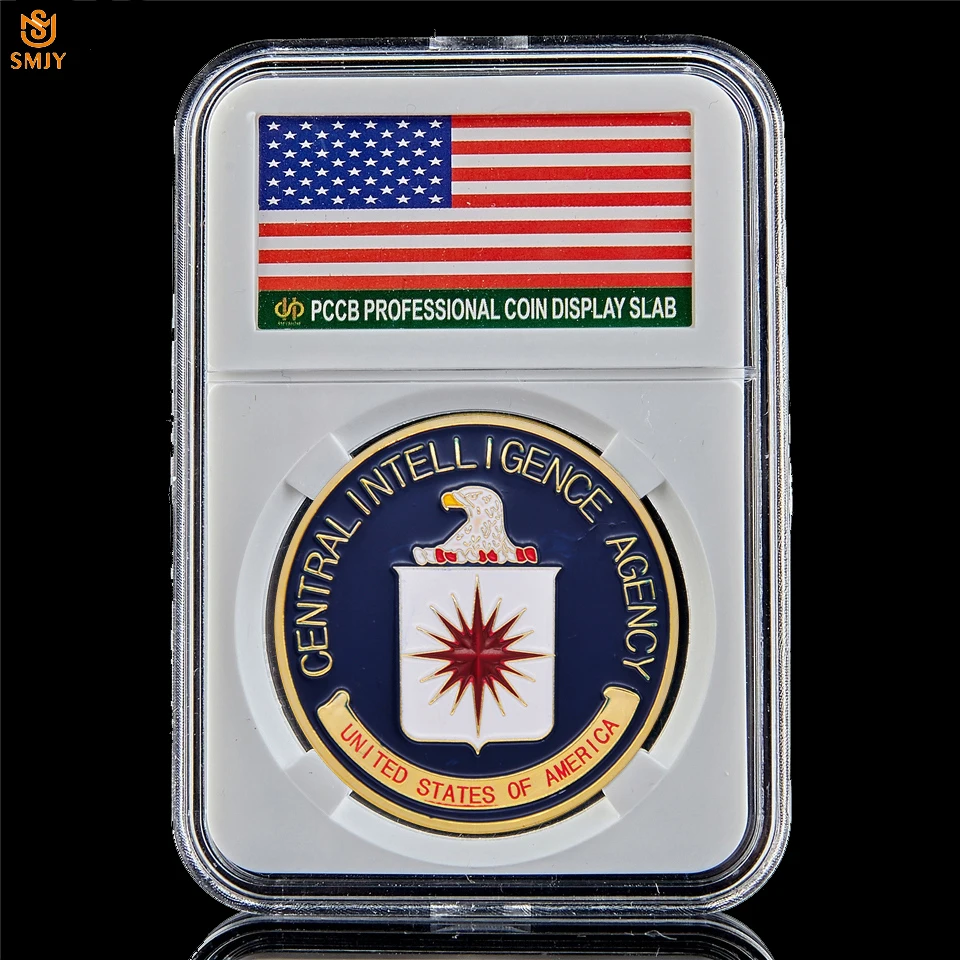 

US Central Intelligence Agency Gold Plated Metal USA CIA Military Token Challenge Coin Collection W/PCCB Display