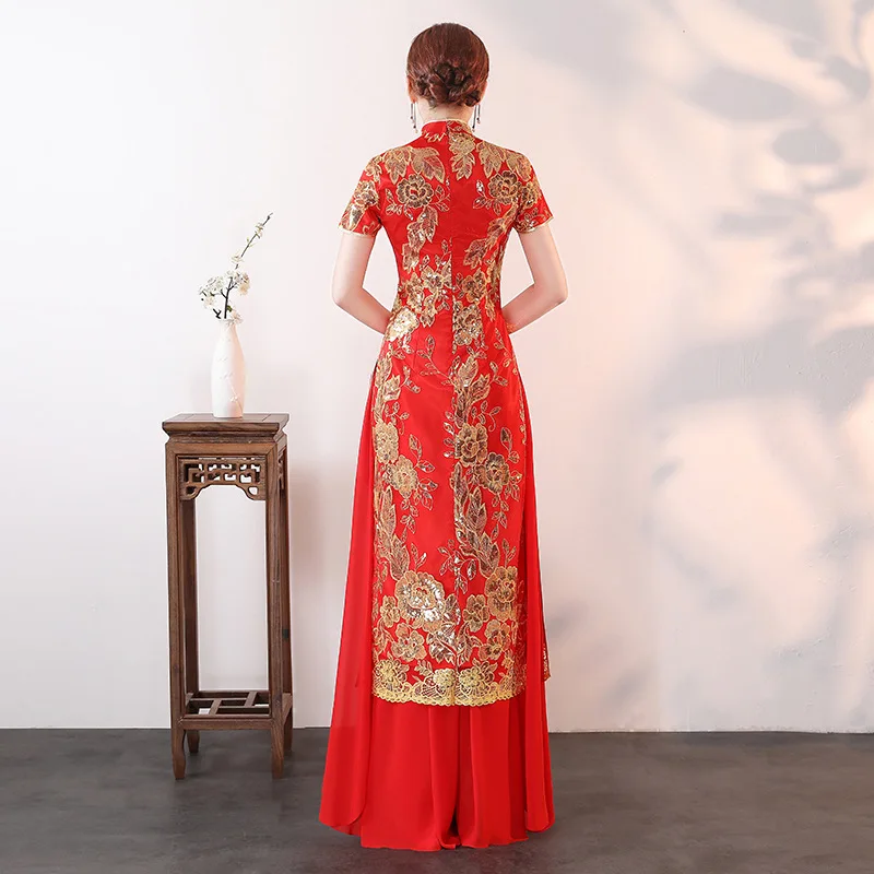 Длинное платье Чонсам AO Dai винтажное вечернее в китайском стиле женское
