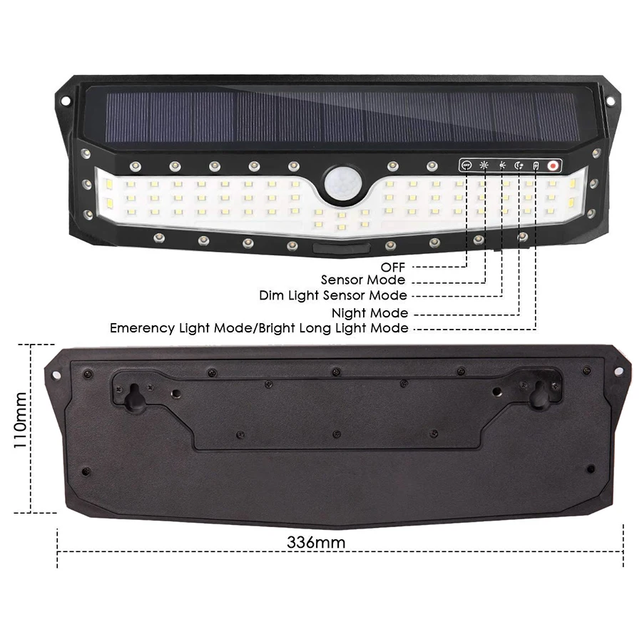 57 светодиодный/79 светодиодный датчик движения светодиодный светильник на солнечной батарее Открытый водонепроницаемый Солнечный настенный светильник USB 4 режима безопасности Ночной светильник белый светильник