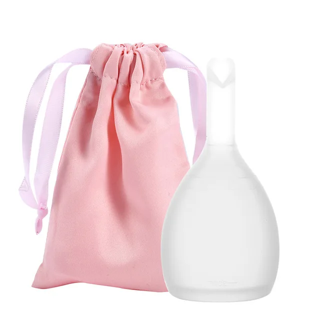 Дамский разгрузочный клапан, менструальная чашка, многоразовый медицинский силиконовый гель, менструальная чашка, период утечки, безопасная Женская вагинальная чашка для ухода - Цвет: Transparent With Bag