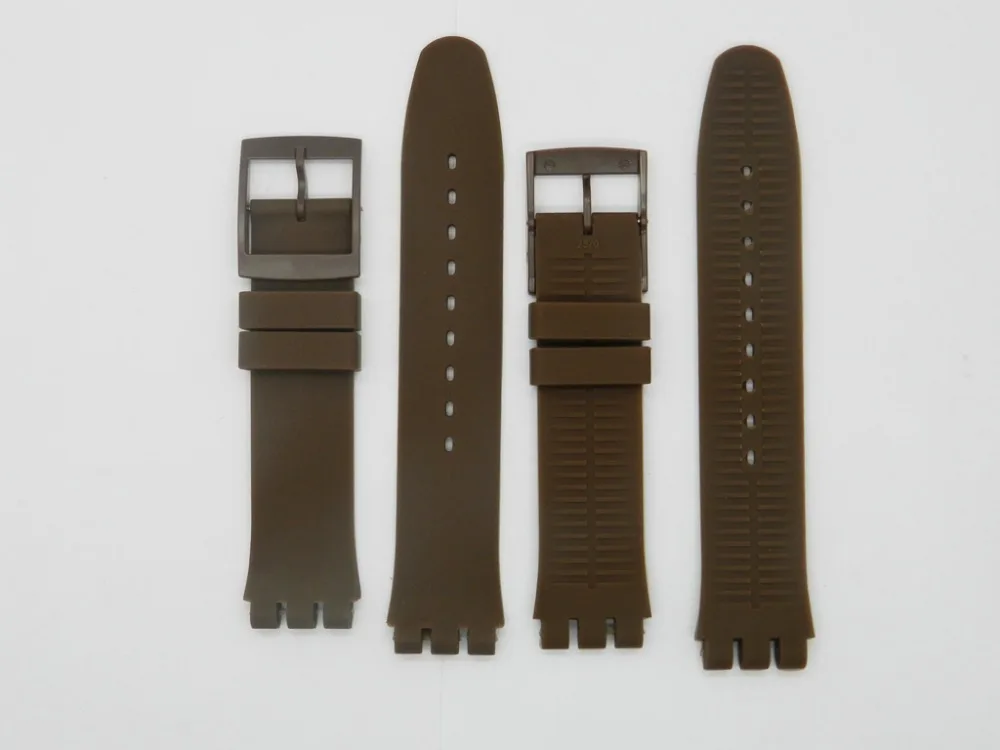 replacement 19 /22mm watchband silicone rubber strap brown for swatch
