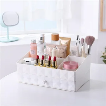 

Storage Box With Drawer 2-tier Multictional Saving Space Hight Quiailty Desktop Comestic Lipstick Perfume Toiletry Organizer