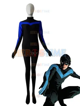 

Nightwing Costume Sapndex Lycra Halloween Cosplay Zentai Suit Hot Sale Male Superhero Costumes Fullbody Suits Free Shipping