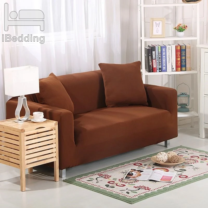 Dark Coffee Solid Simple Stretch Sofa Protector Cover for Living Room Slipcovers Sectional L Shape Sofacover 1/2/3/4 Seater | Дом и сад