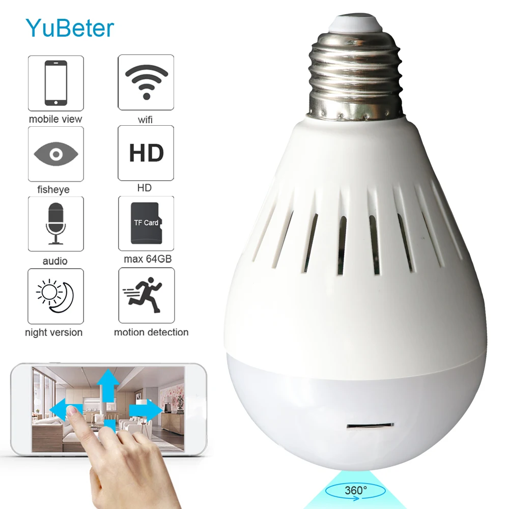 

YuBeter 960P 360 IP Camera Bulb Home Security Wifi Camera Lamp Wireless Video Surveillance Infrared Night Vision Two Way Audio