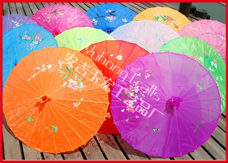 100pcs/lot free shipping hand painted colorful wedding silk parasol