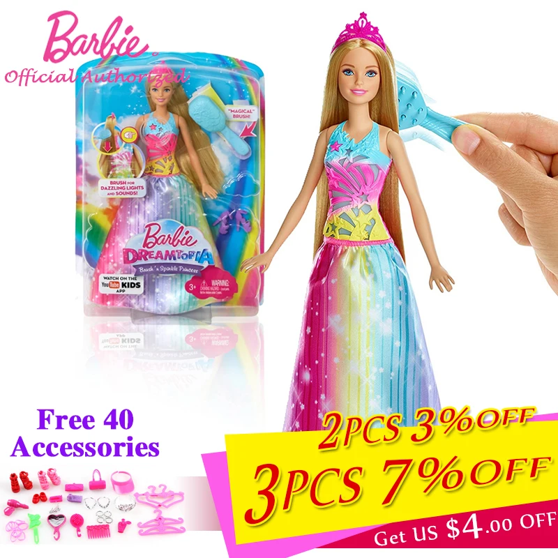 Barbie Brand 2018 Dreamtopia Newest Doll toys Rainbow Princess With Long Hair And Beautiful Skirt Baby Toy For Birthday's Gift