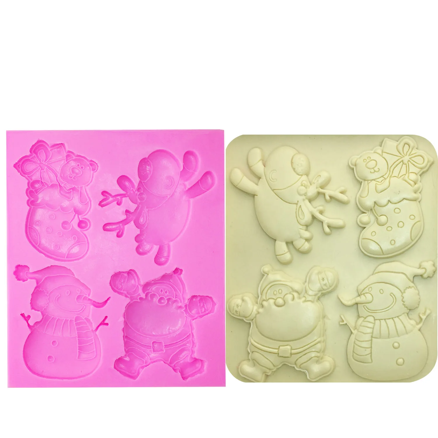 

M1092 DIY Christmas decoration sock deer snowman and Santa Claus shape cake decorating tools silicone mould