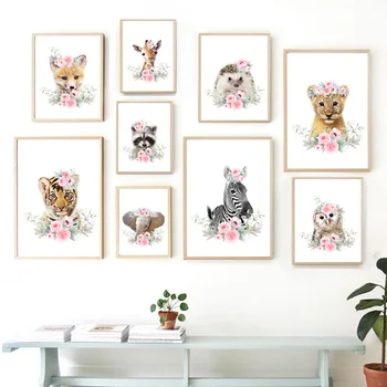 

Cute Animal Lion Elephant Fox Tiger Wall Art Canvas Painting Nordic Posters And Prints Nursery Wall Pictures Kids Room Decor