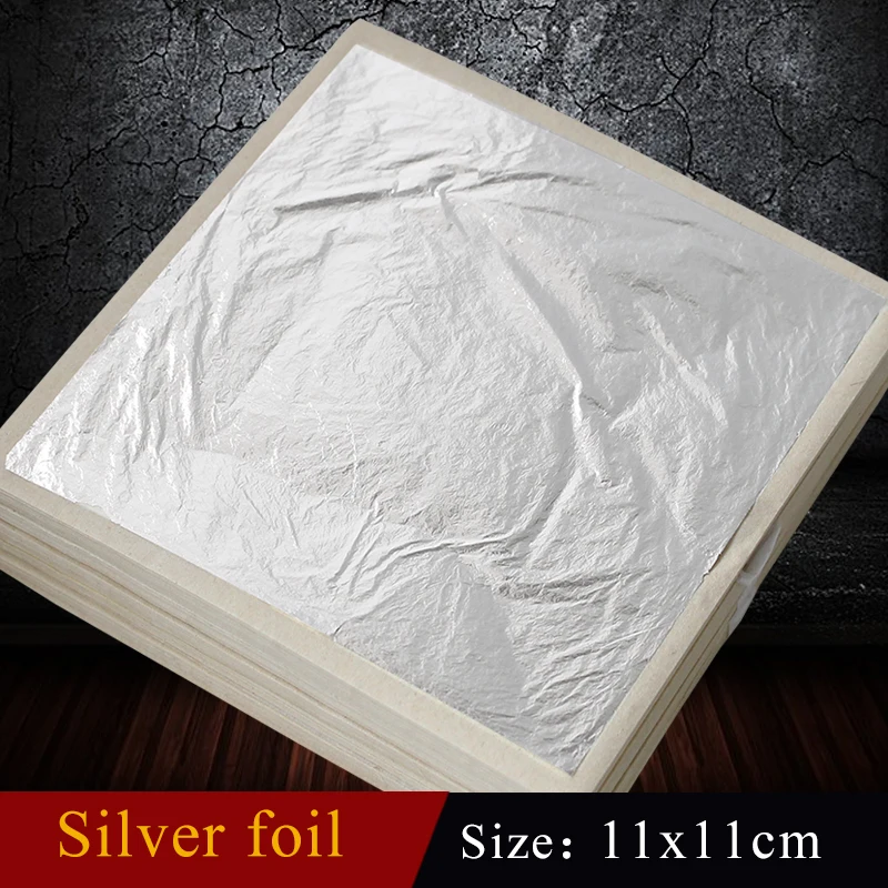 

100 Sheets 11X11cm Genuine Edible Pure Silver Leaf Foil Sheet of High Quality Free Shipping